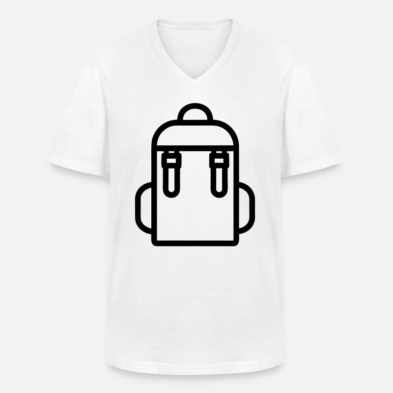 Rucksack - Männer-T-Shirt mit V-Ausschnitt - Weiß