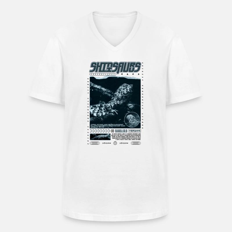 Chinesisches Krokodil Eidechse Shinisaurus Crocodilurus - Männer-T-Shirt mit V-Ausschnitt - Weiß