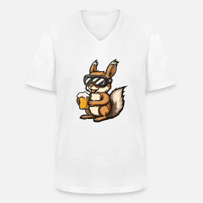 Eichhörnchen Apres Ski Bier - Männer-T-Shirt mit V-Ausschnitt - Weiß