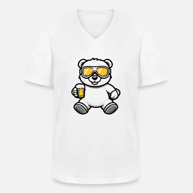 Bär Apres Ski Bier Comic - Männer-T-Shirt mit V-Ausschnitt - Weiß