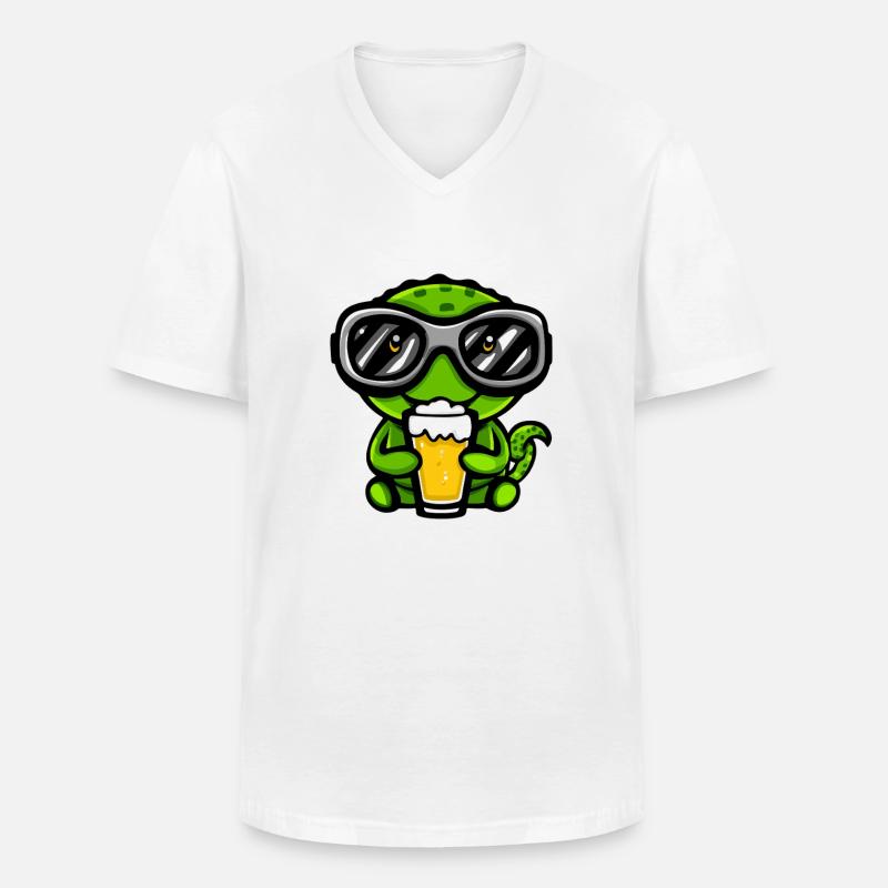 Chameleon Apres Ski Bier Comic - Männer-T-Shirt mit V-Ausschnitt - Weiß