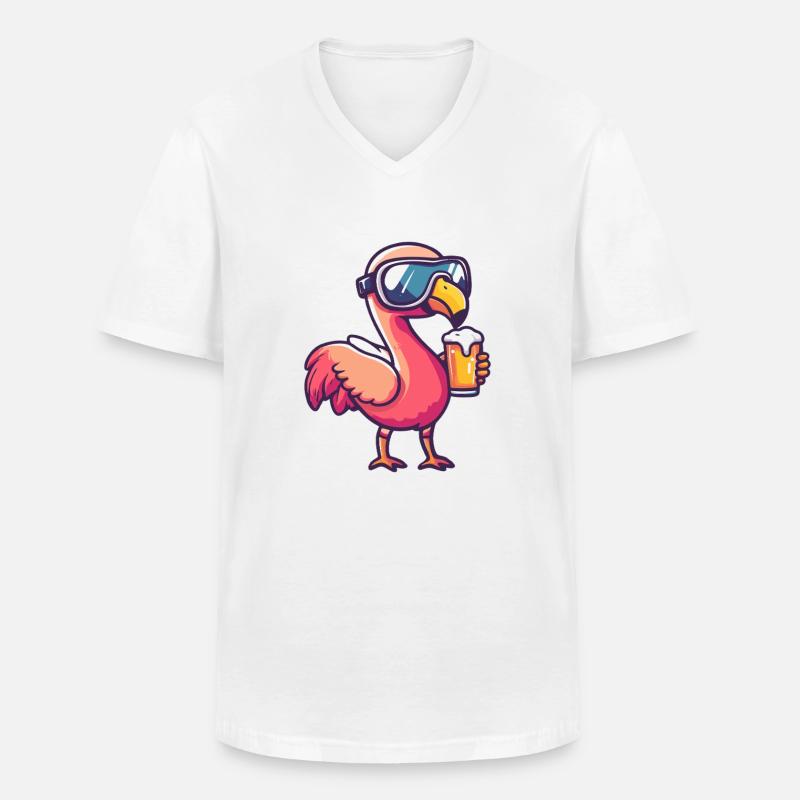 Flamingo Apres Ski Bier Comic - Männer-T-Shirt mit V-Ausschnitt - Weiß