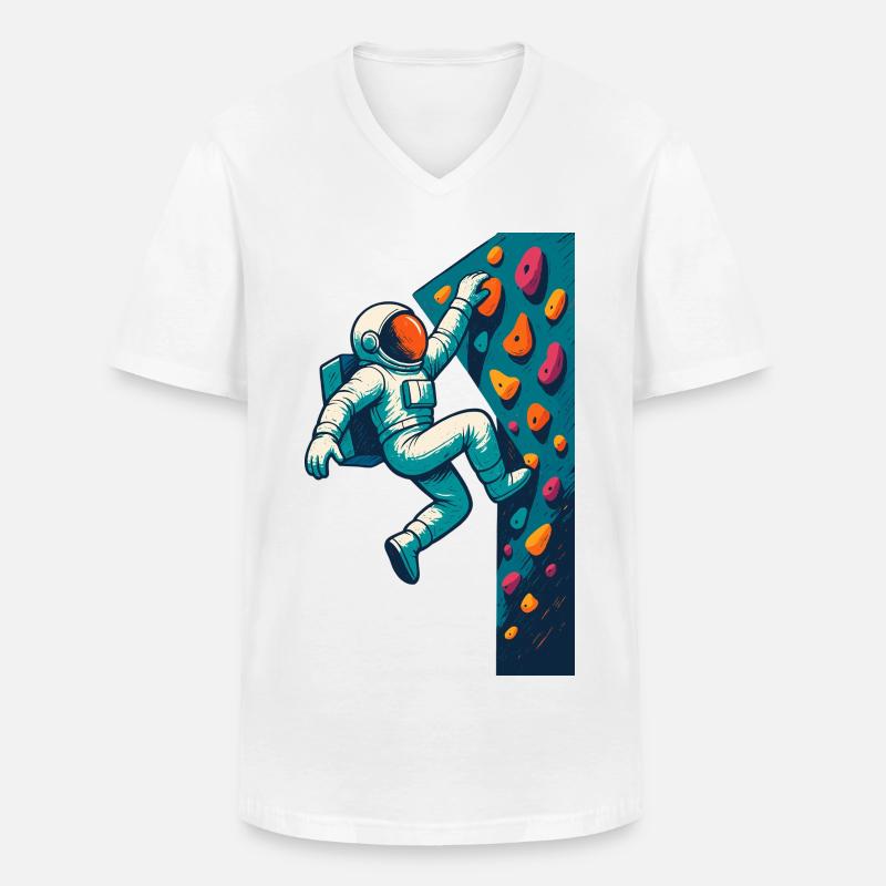 Bouldering Astronaut Hovering Easy Climbing Gesche - Men's V-Neck T-Shirt - white