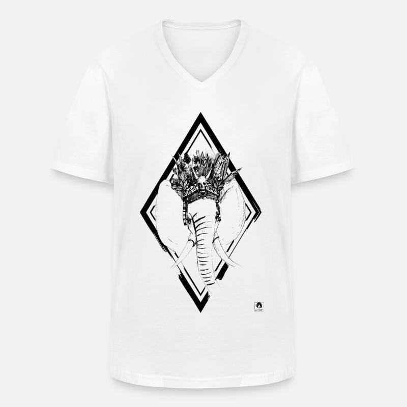 Elefant - Männer-T-Shirt mit V-Ausschnitt - Weiß