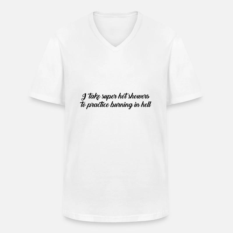 heiße Duschen Text - Männer-T-Shirt mit V-Ausschnitt - Weiß