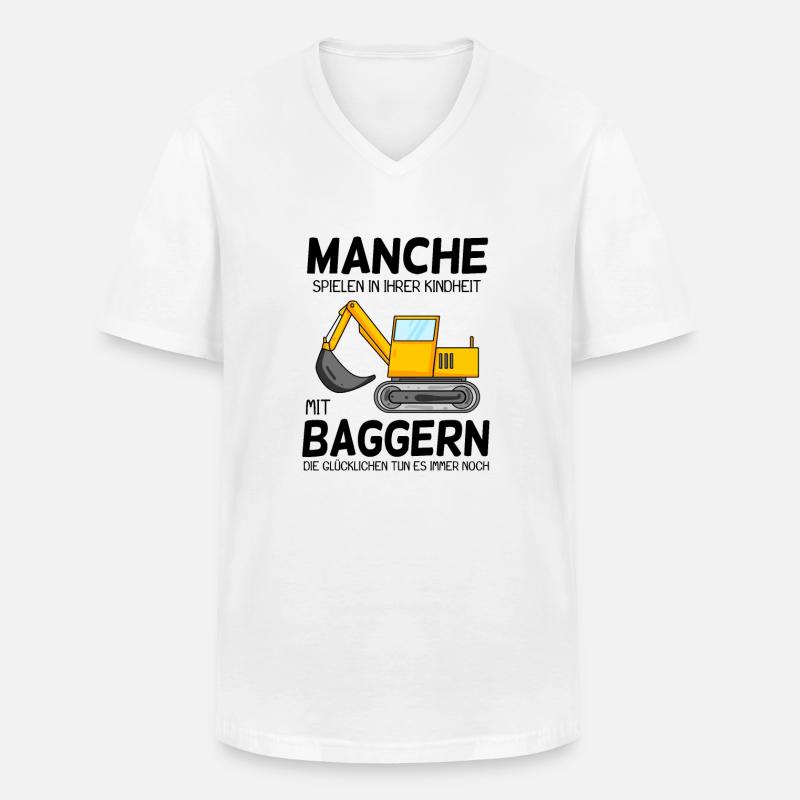 Bagger Spruch Erwachsene - Männer-T-Shirt mit V-Ausschnitt - Weiß