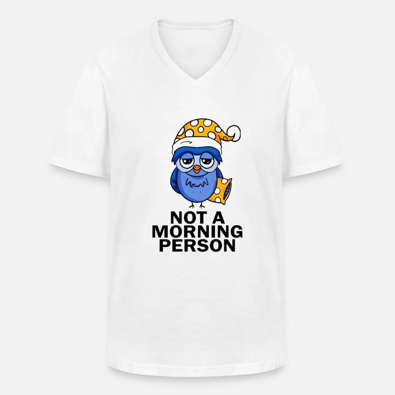 Frühaufsteher Eule Schlafen - Männer-T-Shirt mit V-Ausschnitt - Weiß