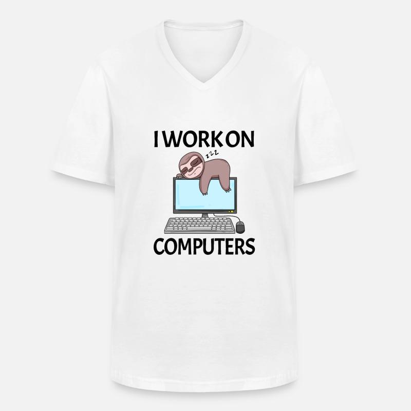 Computer Nerd Programmeur Homme Cadeau - T-shirt col V Homme - blanc