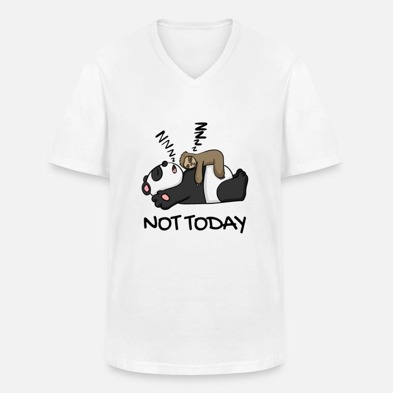 Faultier und Panda - Männer-T-Shirt mit V-Ausschnitt - Weiß