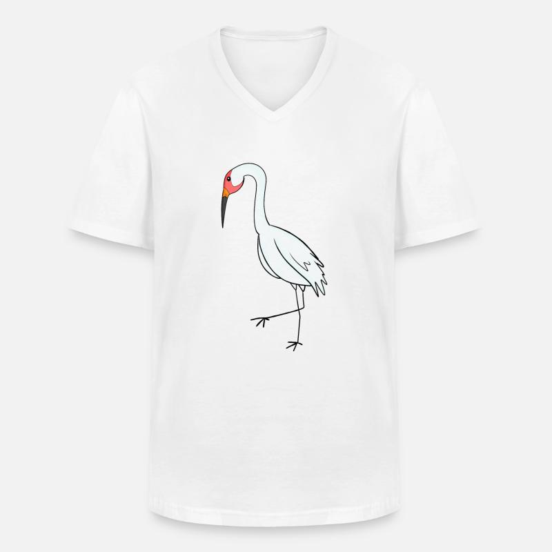 Zugvögel Kranich Vogel - Männer-T-Shirt mit V-Ausschnitt - Weiß