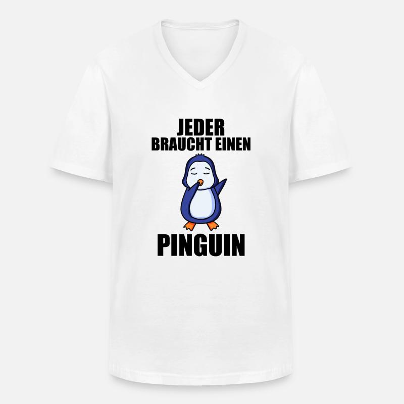 Pinguin Pinguine - Männer-T-Shirt mit V-Ausschnitt - Weiß