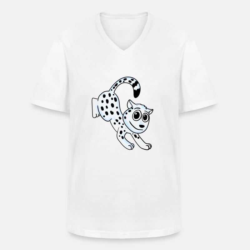 Schneeleopard Leopard - Männer-T-Shirt mit V-Ausschnitt - Weiß