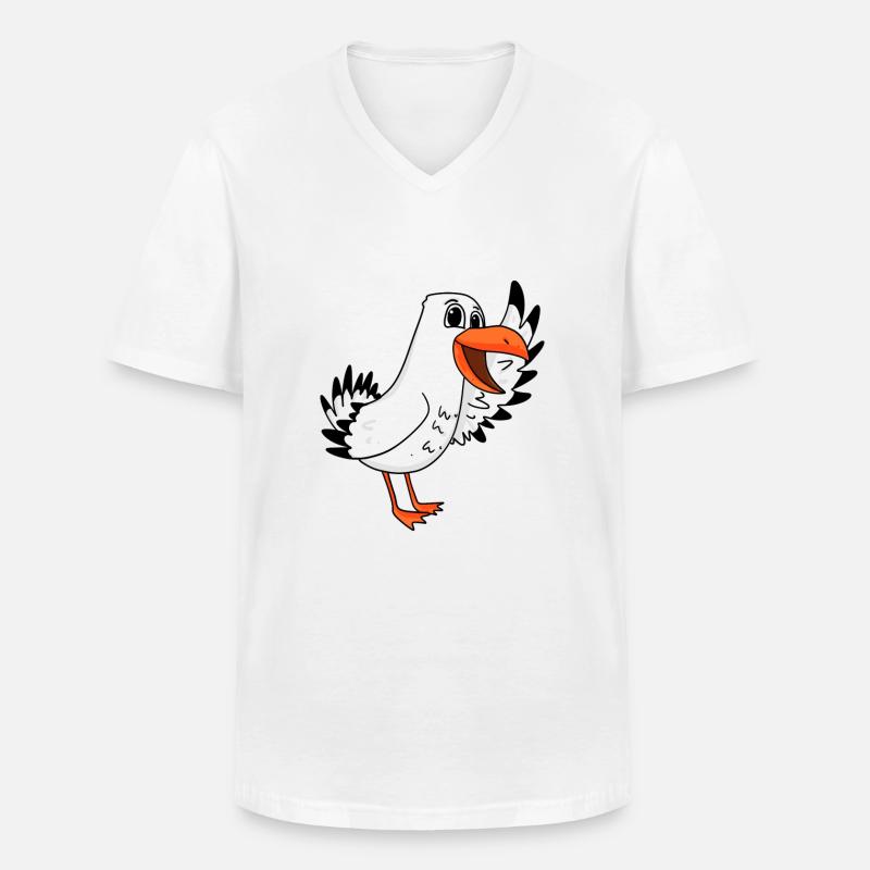 Möwe Begrüßung - Männer-T-Shirt mit V-Ausschnitt - Weiß