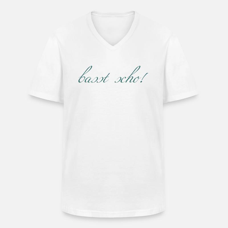 basst scho - Männer-T-Shirt mit V-Ausschnitt - Weiß