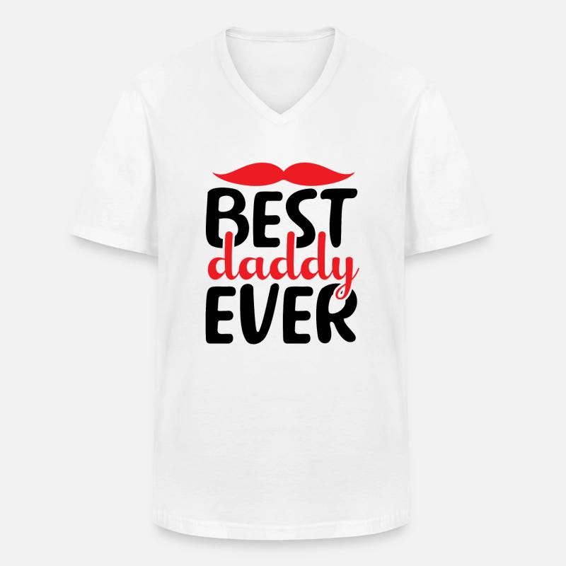 Best Daddy Ever - Männer-T-Shirt mit V-Ausschnitt - Weiß