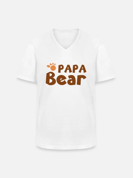 Papa Ours - T-shirt col V Homme - blanc