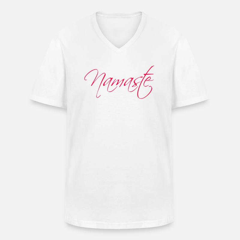 Namaste - Männer-T-Shirt mit V-Ausschnitt - Weiß