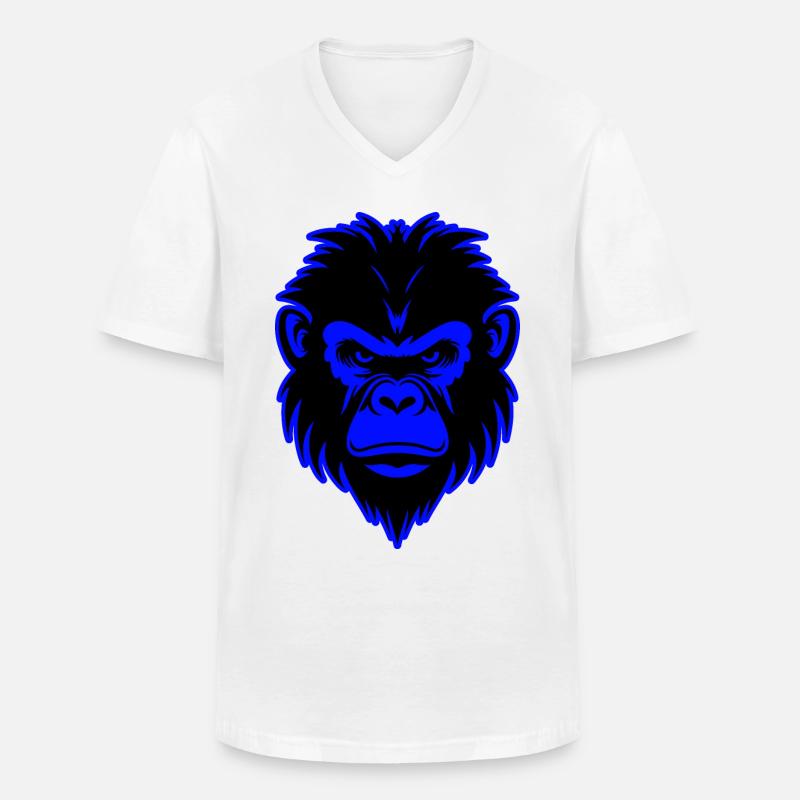 Affe Tier Porträt - Männer-T-Shirt mit V-Ausschnitt - Weiß
