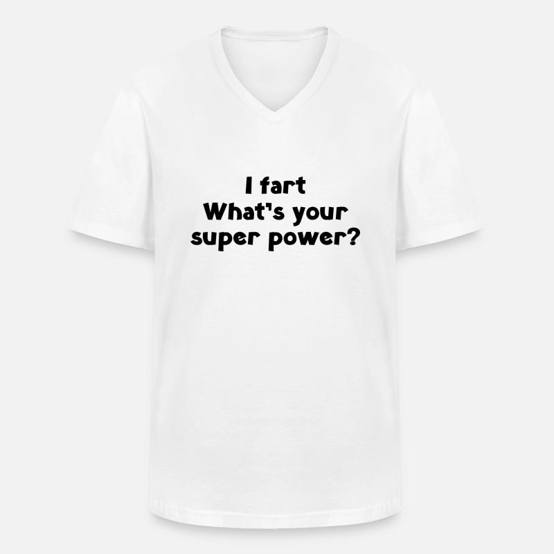 Jeg prutter hvad er din superkraft? - Klassisk herre T-shirt med V-udskæring - hvid
