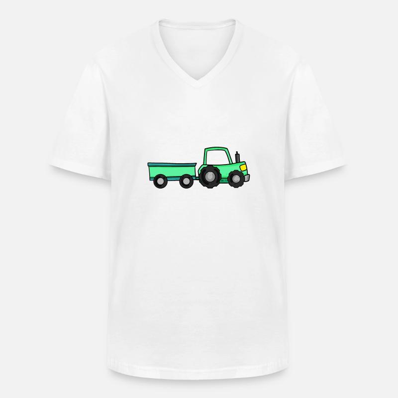 Traktor mit Anhänger - Männer-T-Shirt mit V-Ausschnitt - Weiß
