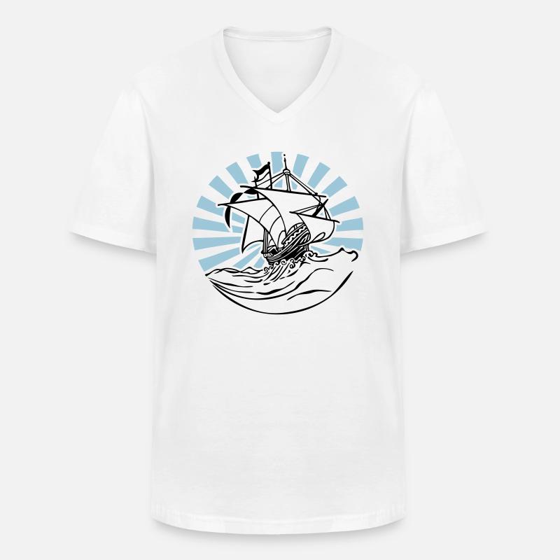 Schiff 2C Farbwechsel - Männer-T-Shirt mit V-Ausschnitt - Weiß