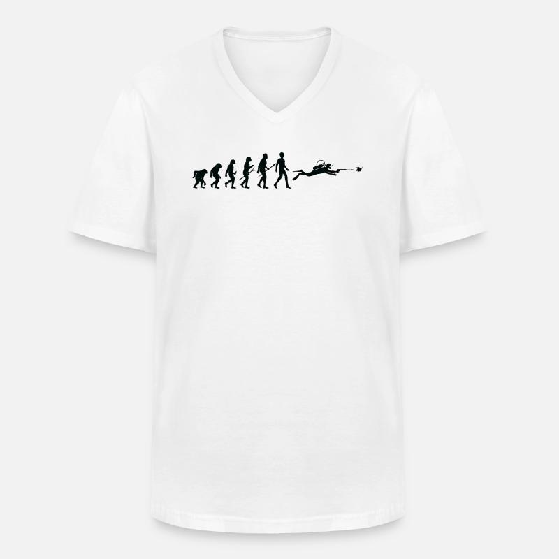 Evolution Mann Taucher - Männer-T-Shirt mit V-Ausschnitt - Weiß