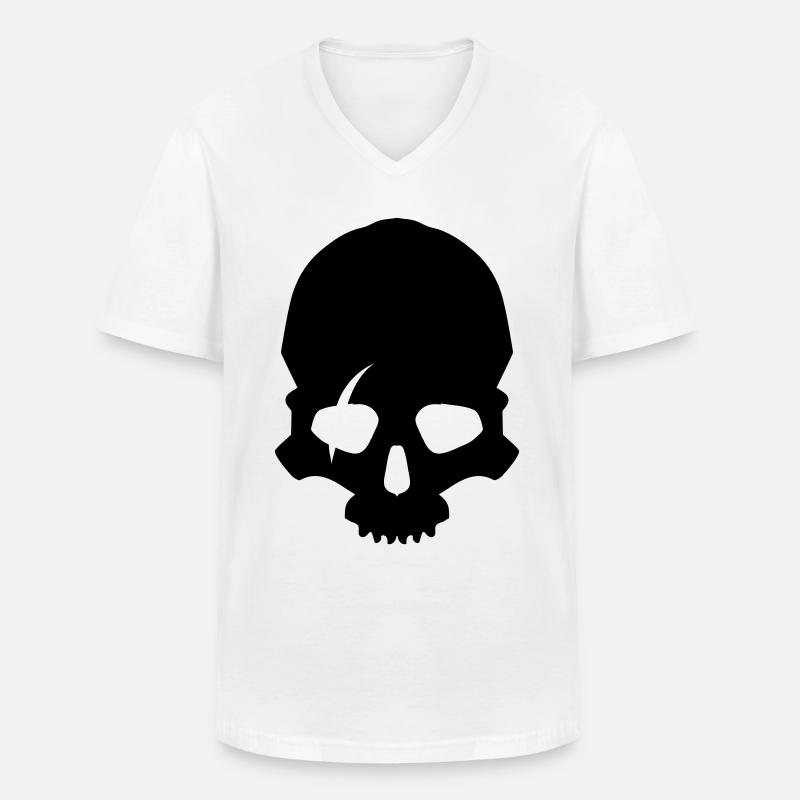 Skeleton skull - Men's V-Neck T-Shirt - white