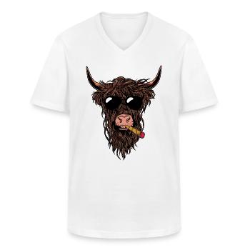 Smoking Joint Cow - Männer-T-Shirt mit V-Ausschnitt - Weiß - Vorne - AI Model Male 185 light (185cm)