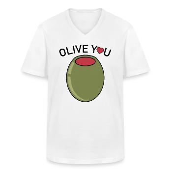 Olive Du - Männer-T-Shirt mit V-Ausschnitt - Weiß - Vorne - AI Model Male 185 light (185cm)