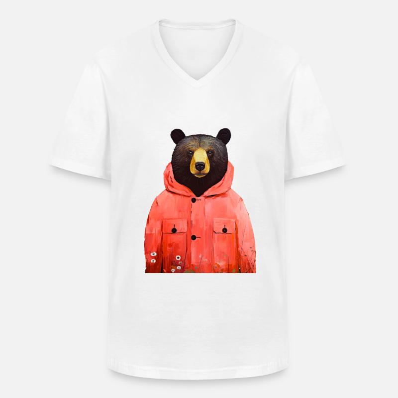 Bärentierkunst #bear - Männer-T-Shirt mit V-Ausschnitt - Weiß