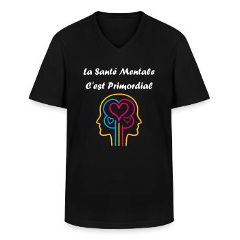 sensibilisation santé mentale - T-shirt col V Homme - noir - Devant - AI Model Male 178 dark (178cm)
