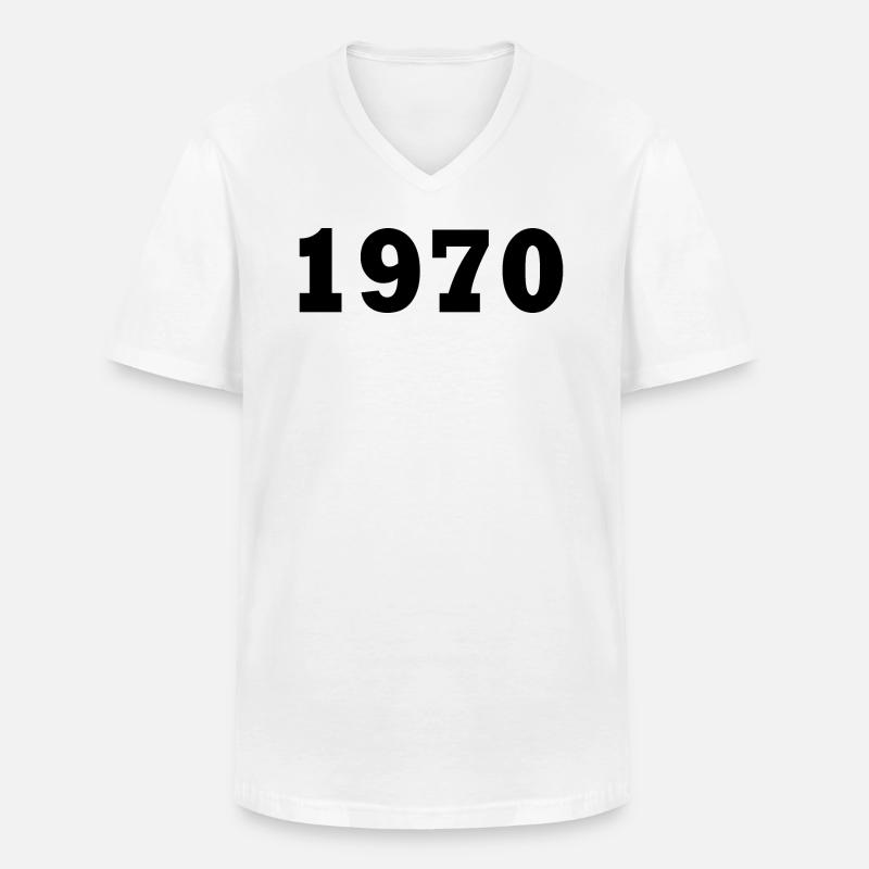 1970 - Männer-T-Shirt mit V-Ausschnitt - Weiß