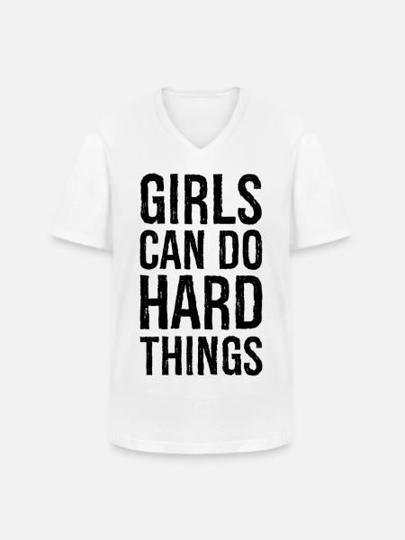 Mädchen können harte Dinge tun - Männer-T-Shirt mit V-Ausschnitt - Weiß