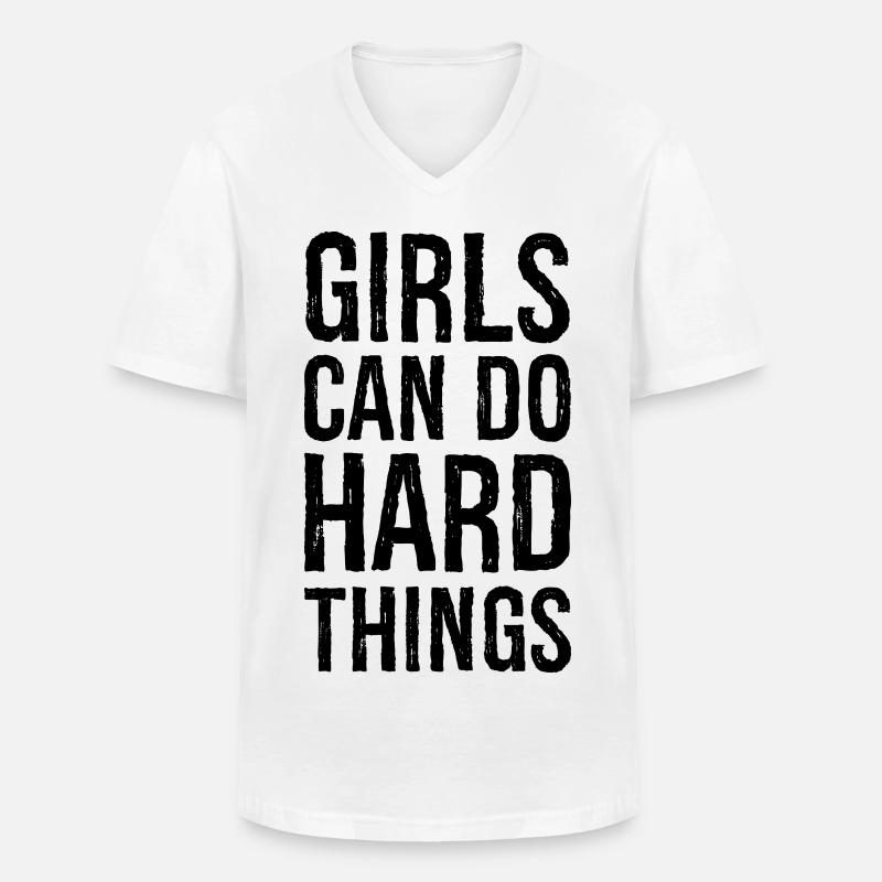 Mädchen können harte Dinge tun - Männer-T-Shirt mit V-Ausschnitt - Weiß