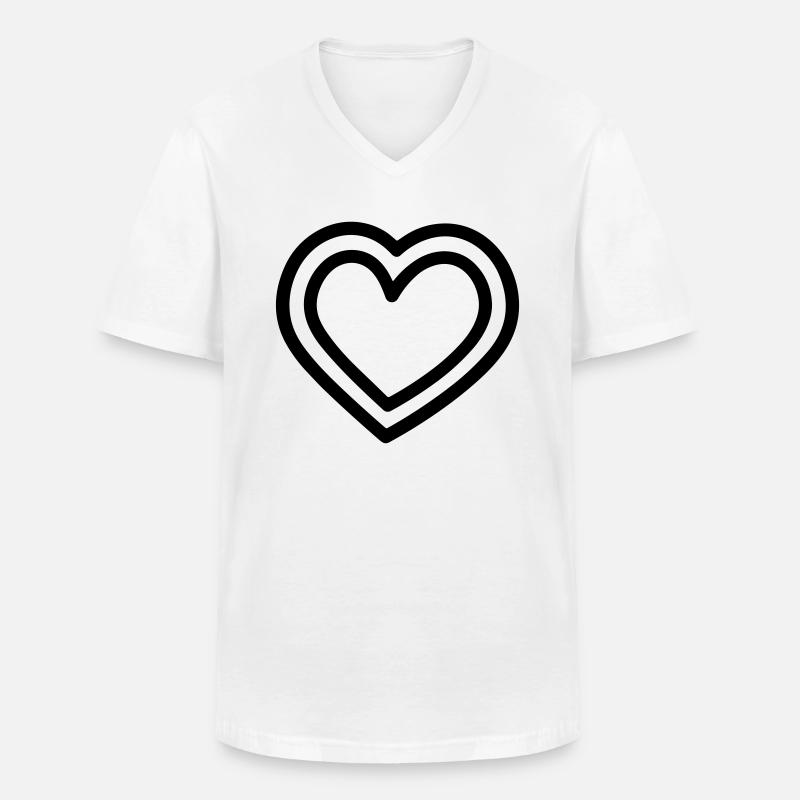 Herz - Männer-T-Shirt mit V-Ausschnitt - Weiß