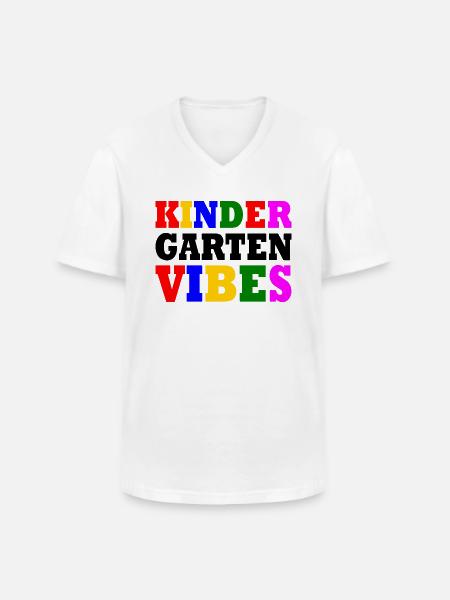 kindergarten vibes - T-shirt col V Homme - blanc