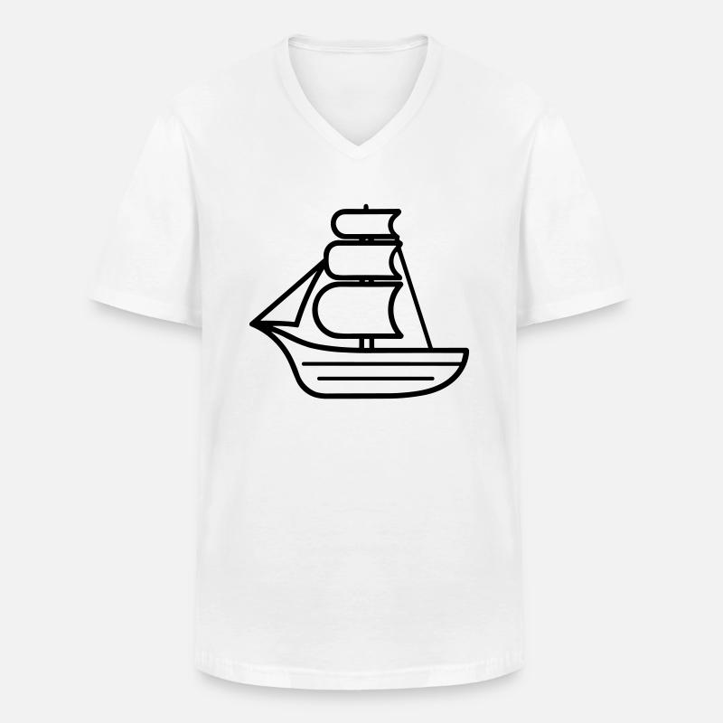 Piratenschiff - Männer-T-Shirt mit V-Ausschnitt - Weiß