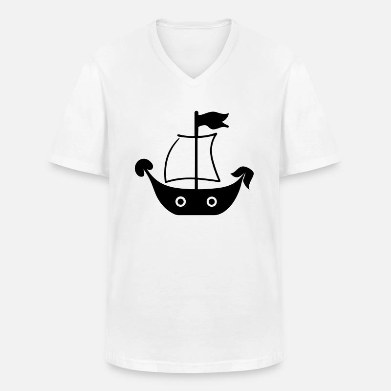 Piratenschiff - Männer-T-Shirt mit V-Ausschnitt - Weiß