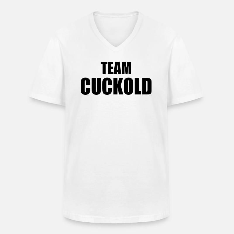 Team cuckold - Männer-T-Shirt mit V-Ausschnitt - Weiß