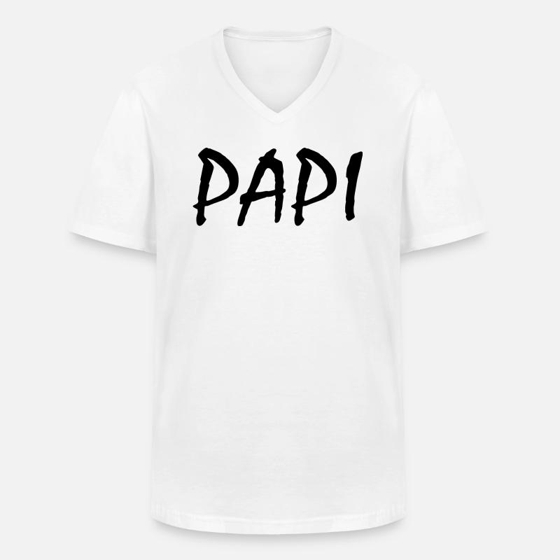 Papi - Männer-T-Shirt mit V-Ausschnitt - Weiß