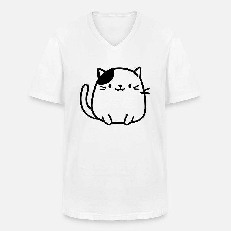 Katze - Männer-T-Shirt mit V-Ausschnitt - Weiß