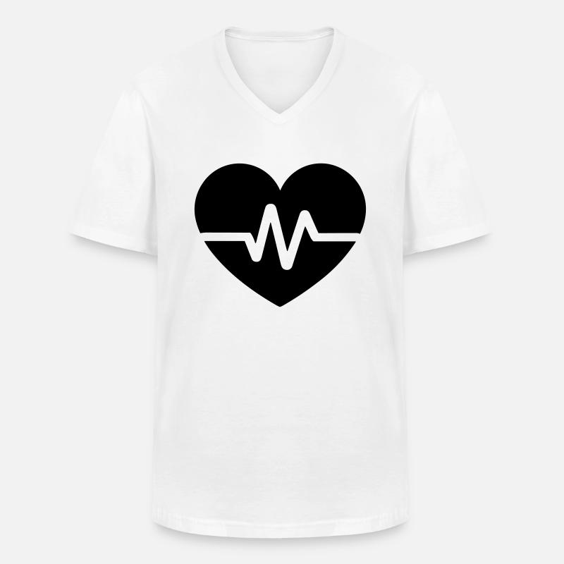 Herzschlag - Männer-T-Shirt mit V-Ausschnitt - Weiß