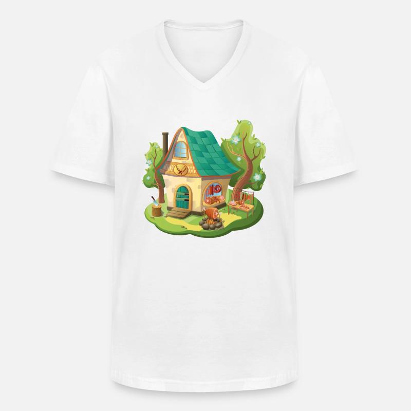 Märchen Haus Metzger Fleischerei - Männer-T-Shirt mit V-Ausschnitt - Weiß