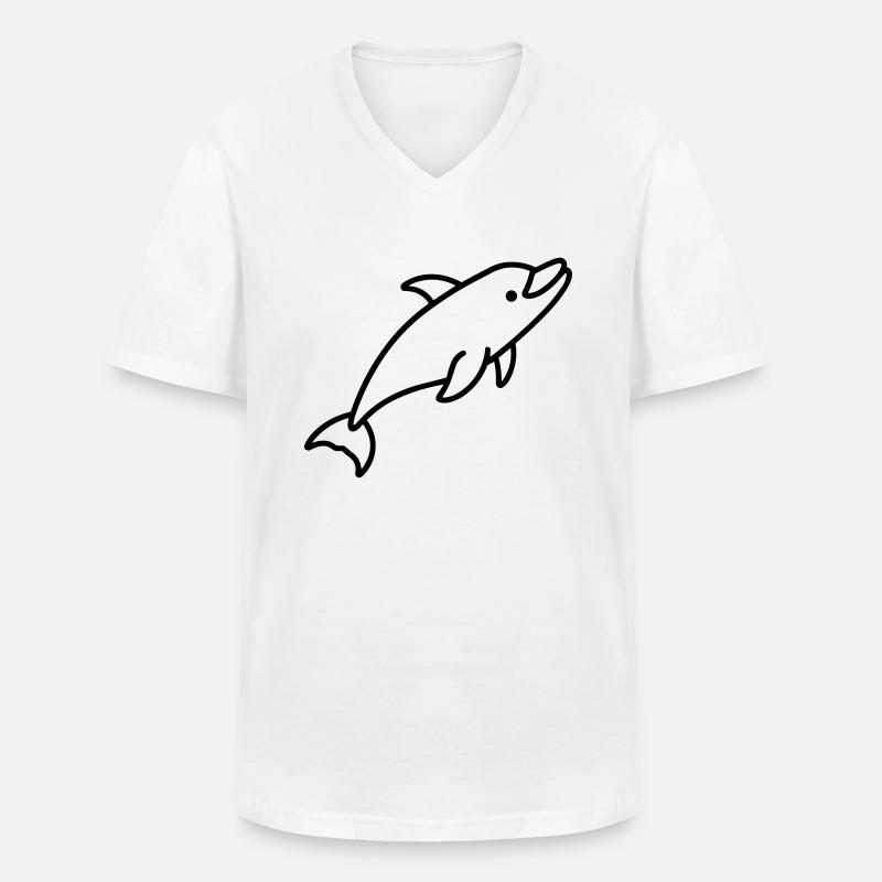 Delfin - Männer-T-Shirt mit V-Ausschnitt - Weiß