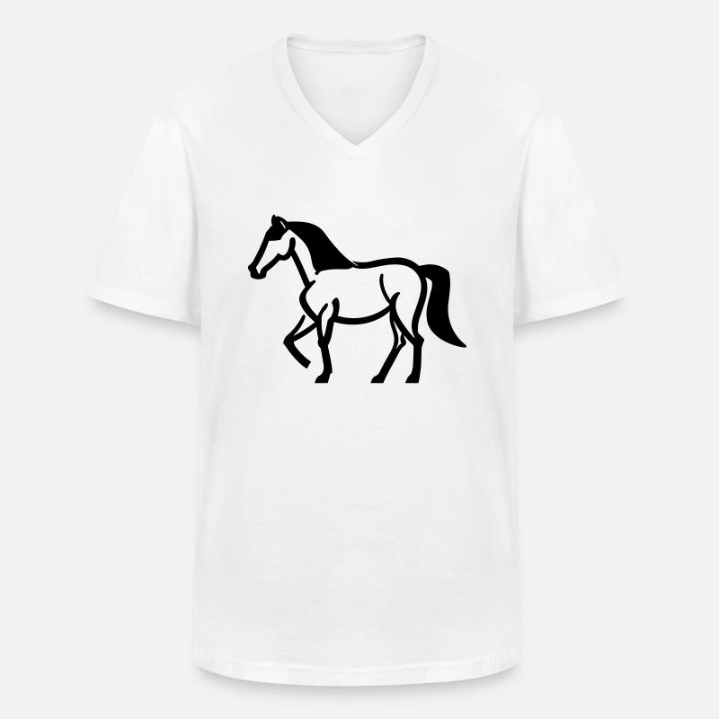 Pferd - Männer-T-Shirt mit V-Ausschnitt - Weiß