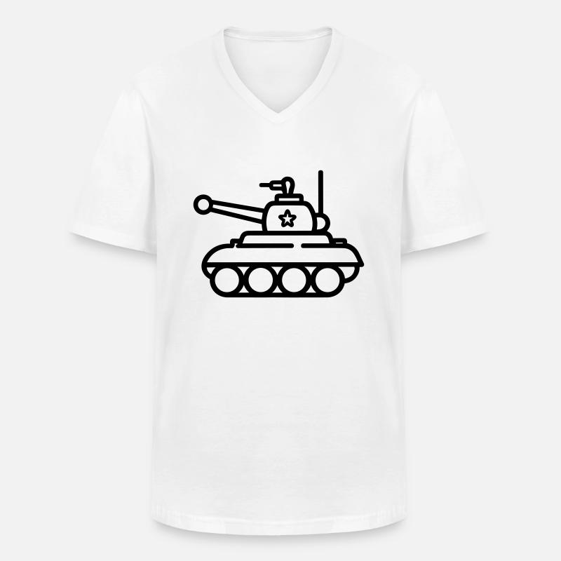 Panzer - Männer-T-Shirt mit V-Ausschnitt - Weiß