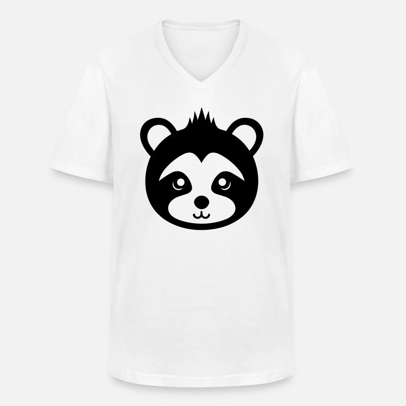 Panda-Kopf - Männer-T-Shirt mit V-Ausschnitt - Weiß