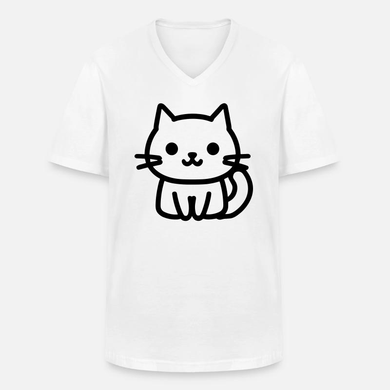 Katze - Männer-T-Shirt mit V-Ausschnitt - Weiß