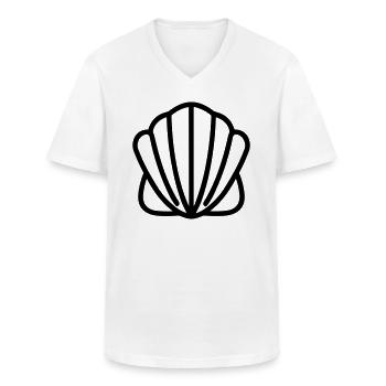 Shell - Men's V-Neck T-Shirt - white - Front - AI Model Male 185 light (185cm)