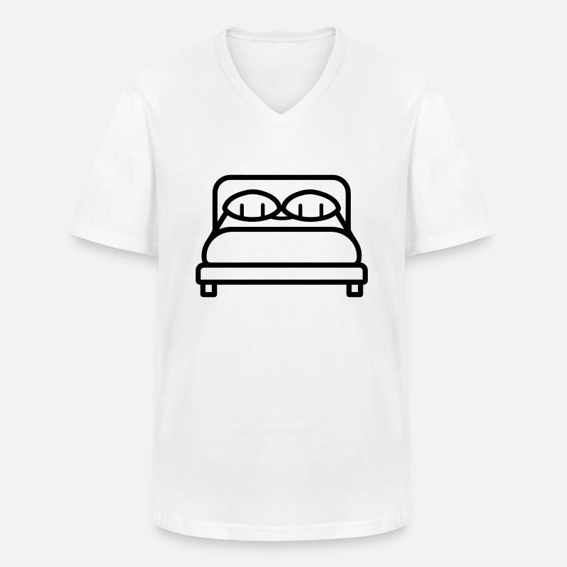 Bett - Männer-T-Shirt mit V-Ausschnitt - Weiß